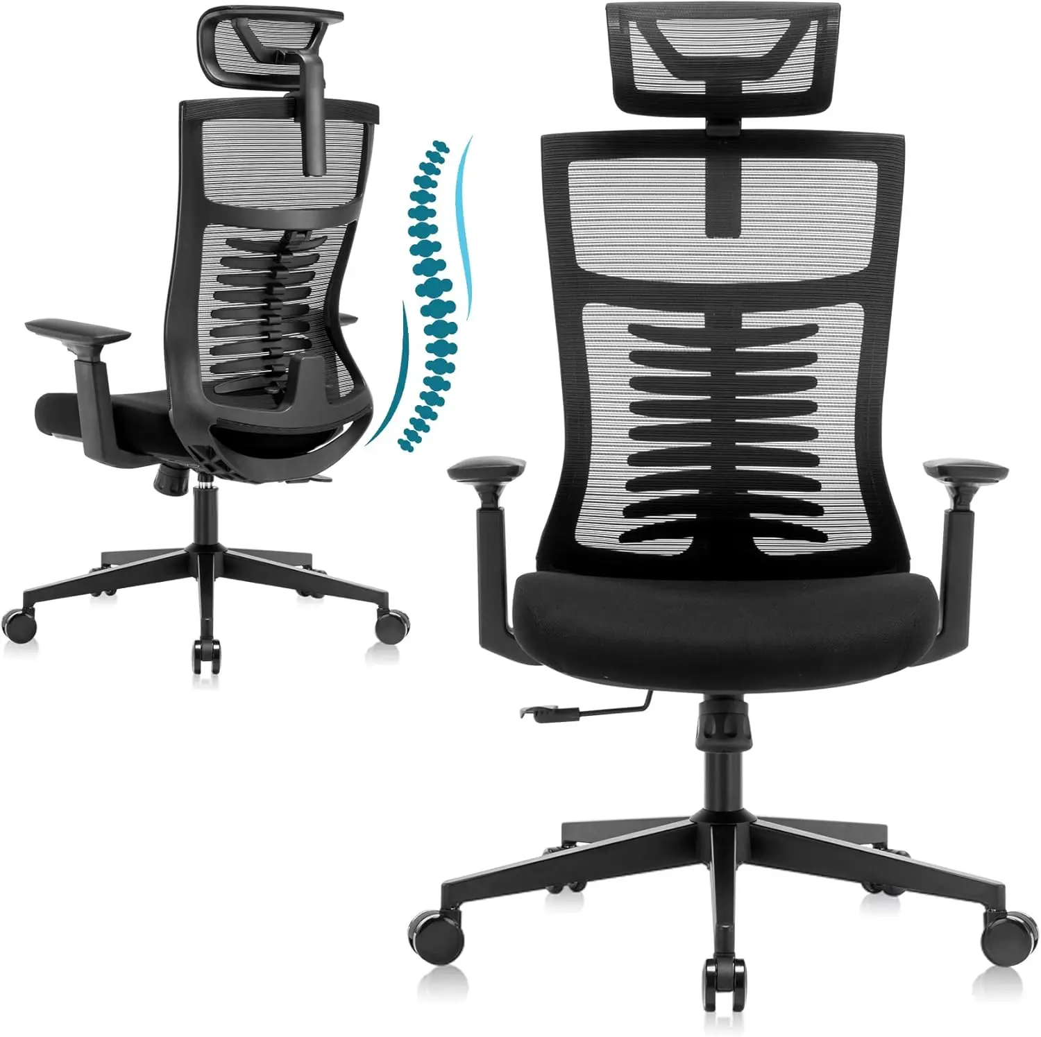 

Ergonomic Task Chair,Adjustable Big Office Chairs with Lumbar Support,Breathable Fishnet Mesh Backrest Computer Chair with Adj