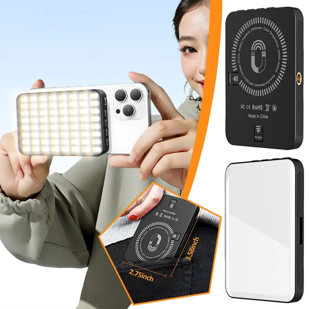 Magnetic Fill Light Rechargeable LED Selfie Light For Phone IPad Portable Video Light Multiple Scenes 360 Rotatable Selfie H0O3