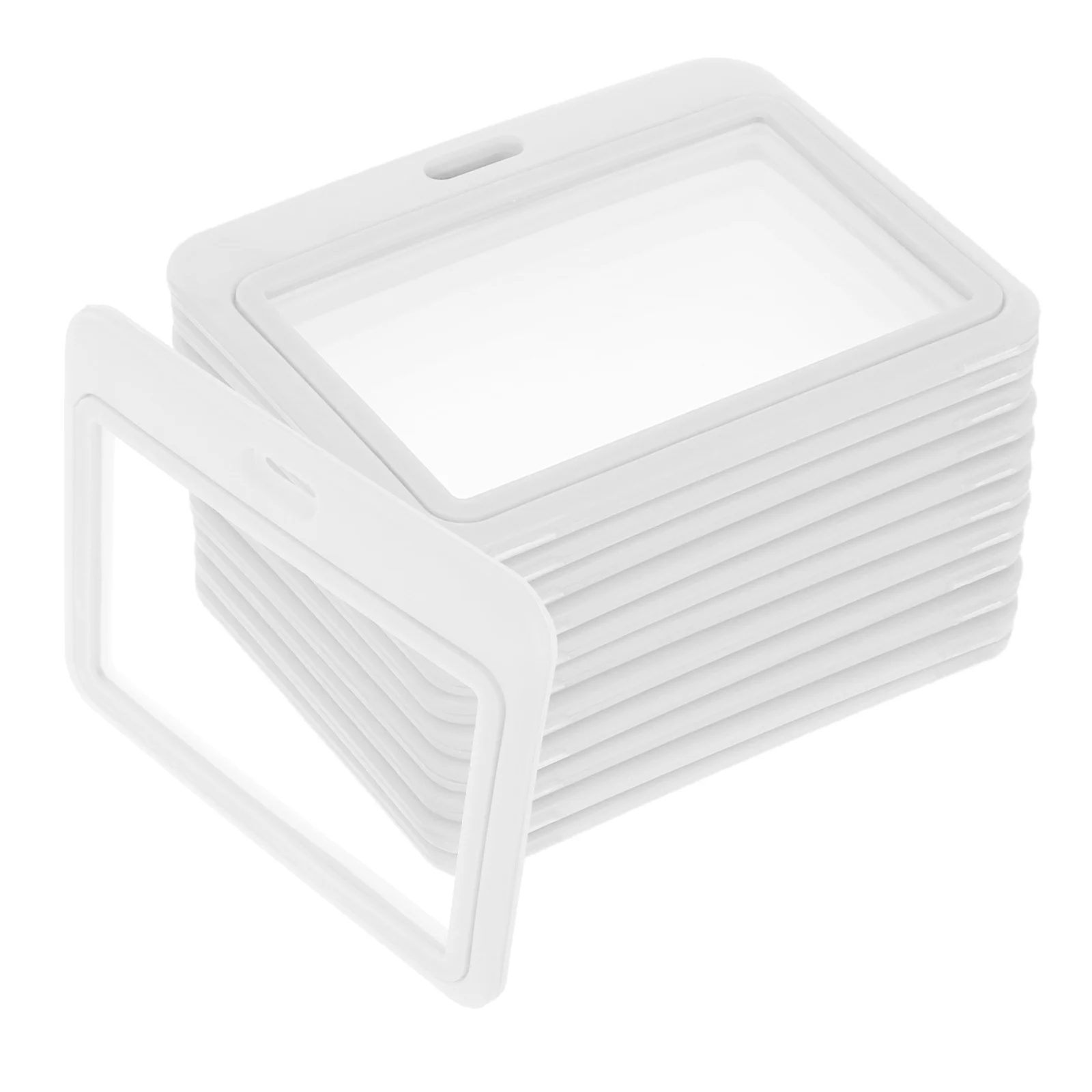 

12Pcs Double-Sided Transparent Horizontal Badge Sleeve Plastic Card Holder Flipfold Id Office School Badge