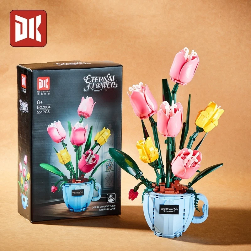 puzzle-tazza-da-caffe-bouquet-di-tulipani-set-di-costruzioni-decorazione-modello-di-bouquet-da-assemblare-giocattolo-creativo-moc-ornamento-regalo