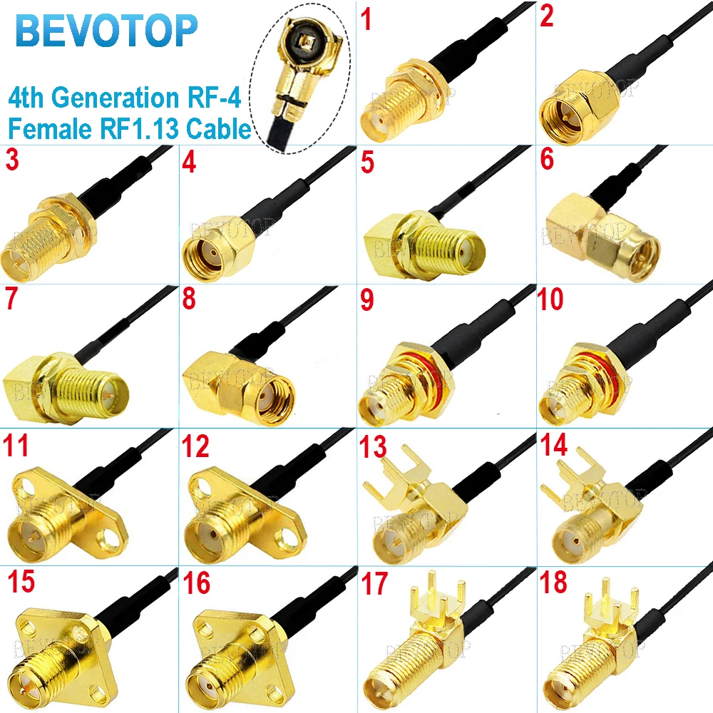 10PCS/LOT RG1.13mm Pigtail Extension IPX Cable SMA Male/Female to U.FL/MHF-4 Female RP-SMA Male for WIFI Antenna