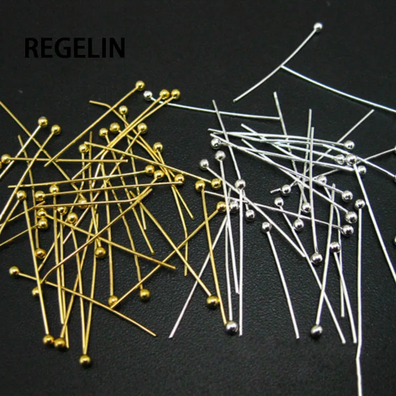 REGELIN 200pcs/lot Length 20 25 30 40 50 mm Metal Ball Head Pins For Diy Jewelry Making Head pins Findings Dia 0.5mm