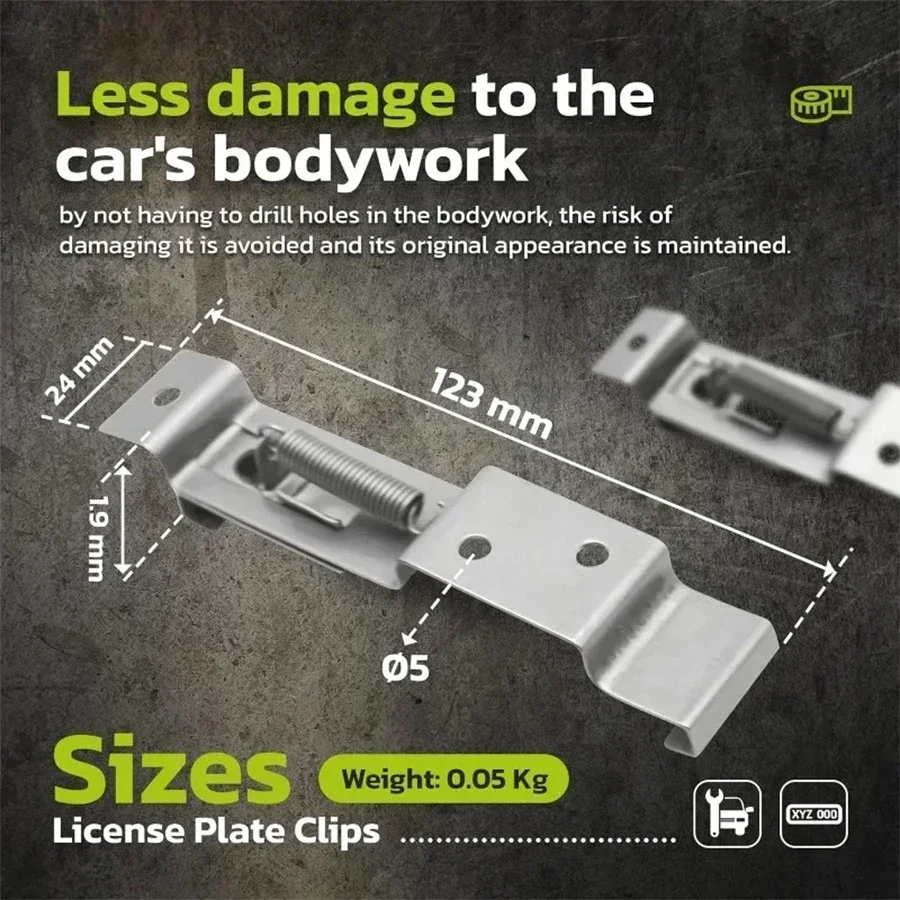 License Plate Holder Stainless Steel Spring Loaded Bracket Frame Holder Clamps 2/4PCS Car Trailer RV Accessories