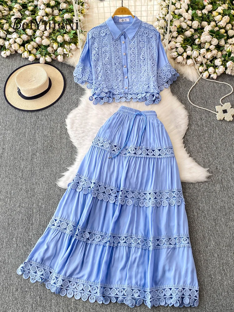 

Beiyingni, новые поступления, элегантные женские юбки, комплекты из двух предметов, однотонные рубашки с лацканами, костюмы, женские роскошные одинаковые комплекты во французском стиле