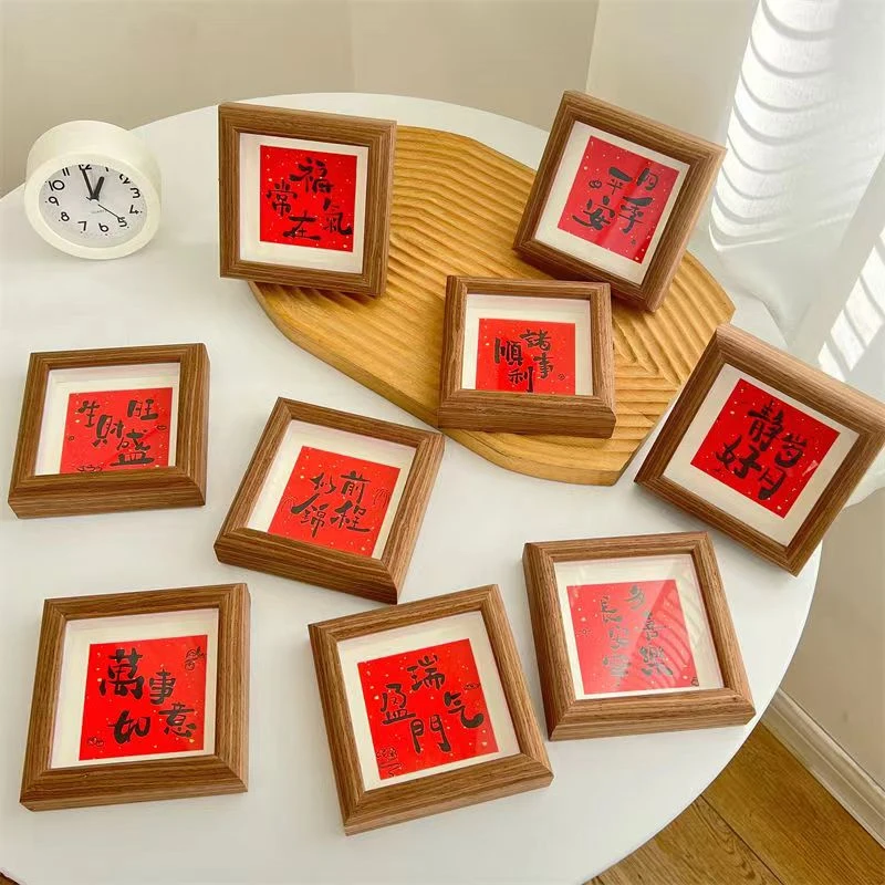 1PC/Lot Wood Photo Frame 4Inch Square Picture Frames Wall Hanging Holder Chinoiserie Decoration Custom Home Bedroom Living Room