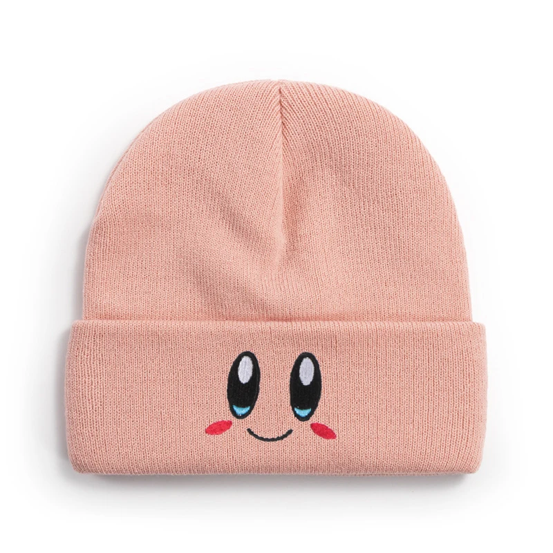 Casual Beanies Skullies KIRBYS Lovely Face Embroidery Knitted Hat Bonnet Cap Girls Boys Skiing Warm Unisex Beanie Accessories