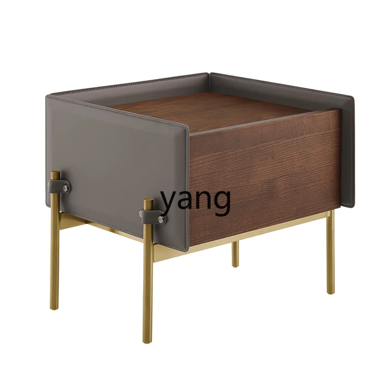 

Yhl Designer Model Bedside Table Simple Modern Light Luxury Minimalist High Sense Saddle Leather Bedside Cabinet