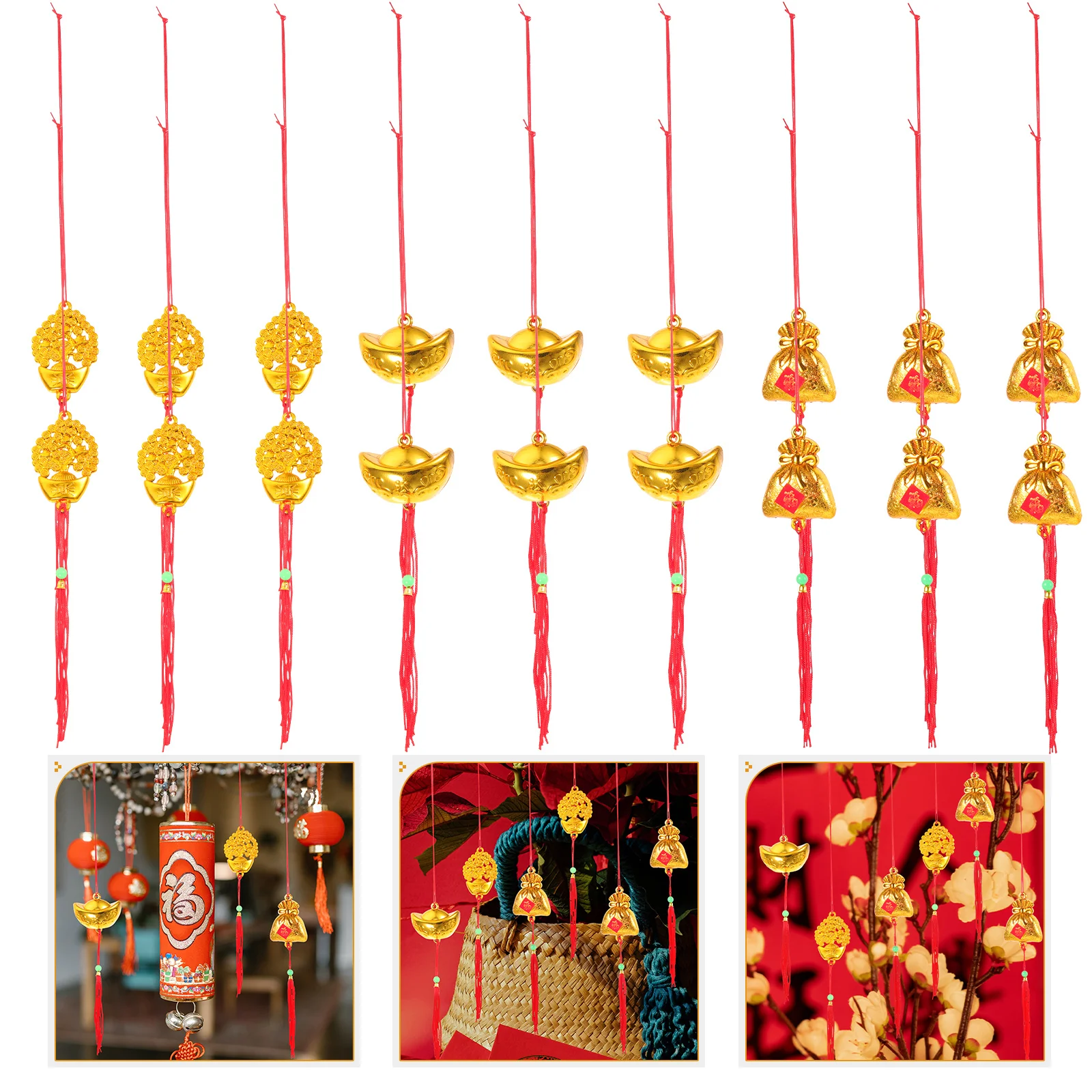 

18pcs Chinese New Year Tassel Hanging Decor Festival Pendant Flowerpot Ornament Wall Door Decorative Accessories 2023