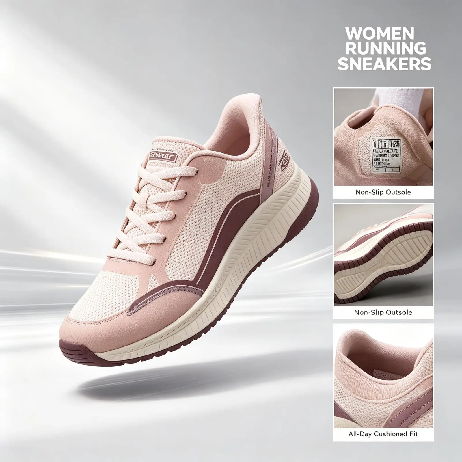 SKECHERS Women Lightweight Shoes Breathable Mesh Upper Cushioned Sole Non Slip Walking Sneakers Athletic  Trainers 129005-PK