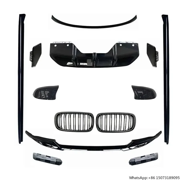 Body Kit for  X6 F16 M Sport 13-18 Black Samurai Front Lip Diffuser Side Skirt Grill Mirror Cover Black Kit