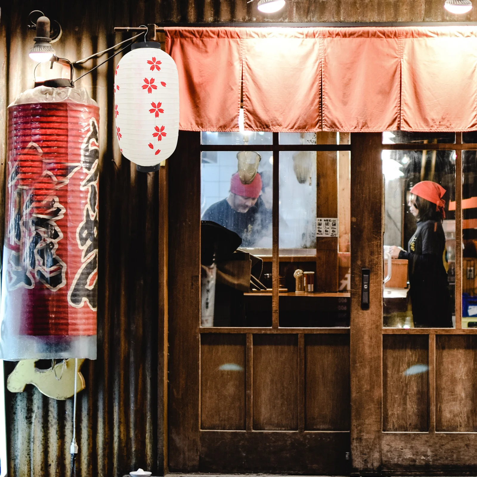 

Japanese Round Lantern Cherry Blossoms Fabric Folding Hanging Decoration Ideal for Japanese Restaurant Dining Room Party