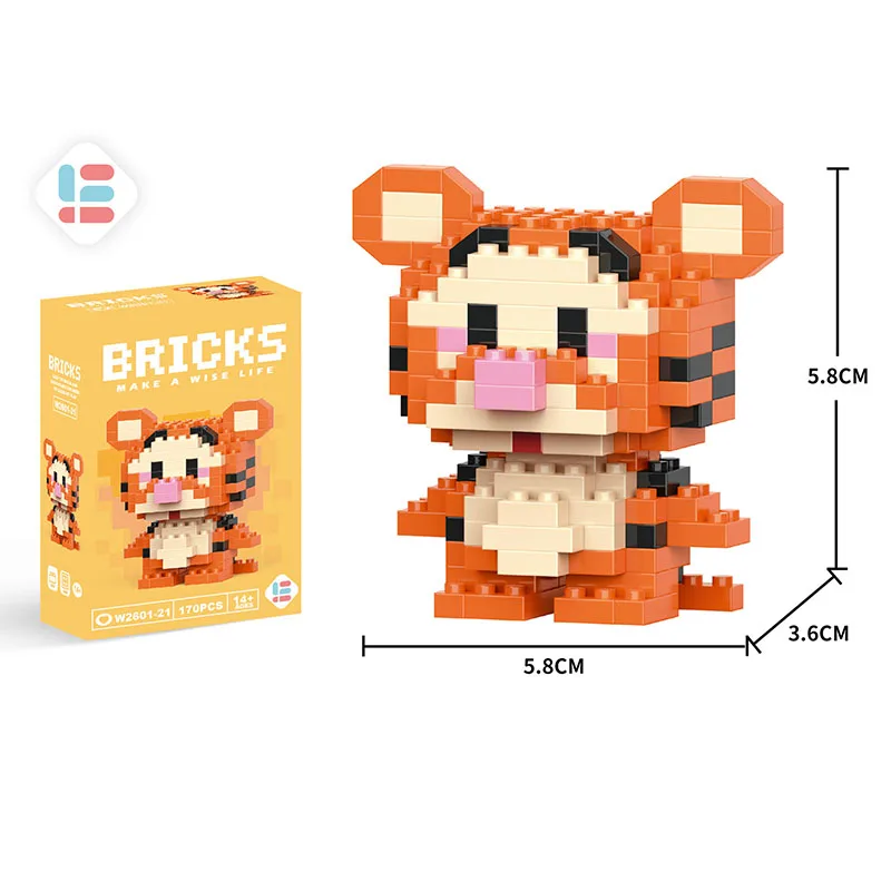 Disney Building Blocks Toys Anime Figure Image Donald Duck Pooh Bear Stitch Dolls Children Puzzle Assembly Toy Bricks Wholesales