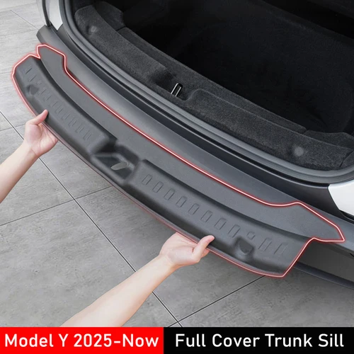 USVOTOV para Tesla Model Y Juniper Protector de Parachoques Trasero 2025 2026 accesorios 3D cubierta protectora de alféizar de puerta de maletero revestimiento de estera de TPE de carga