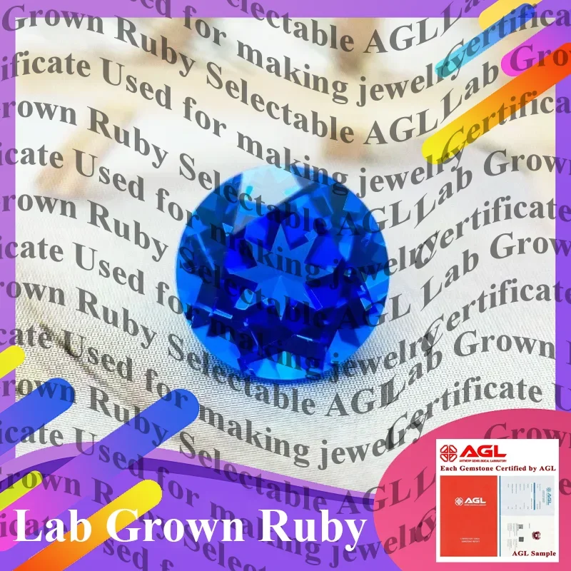 

Top Lab Grown Cobalt Spinel Round Cut Gemstone For DIY Ring Necklace Earrings Main Materials Selectable AGL Certificate