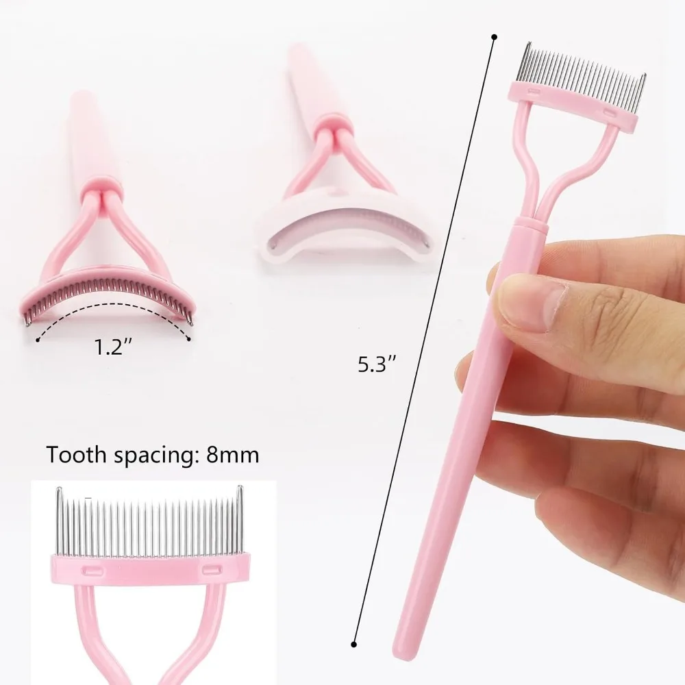 2 Pcs Eyelash Comb and Brush Set for Separating and Defining Lashes - Light Pink
