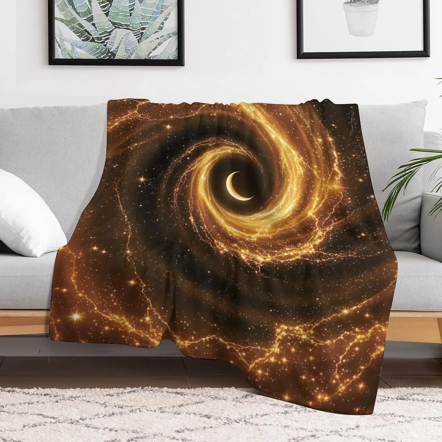 Galactic Vortex Throw Blanket, Starry Sky Fuzzy Blanket, Ultra Soft Cozy Flannel Throw Blankets Lightweight Fleece Blankets for