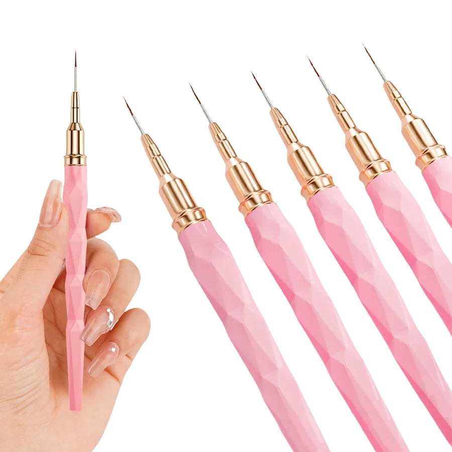 5-teiliges Nail-Art-Pinsel-Set mit ultrafeinen Spitzen für Acryl-Zeichnungsstreifen-Details – Maniküre-Liner-Werkzeug