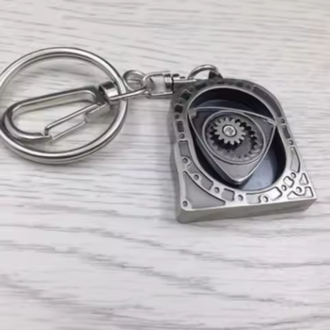 Engine Rotary Rotor Keychain Silver for Mazda Auto Part Model Automotive Accessories Wankel Keyring Key Ring Chain Keyfob