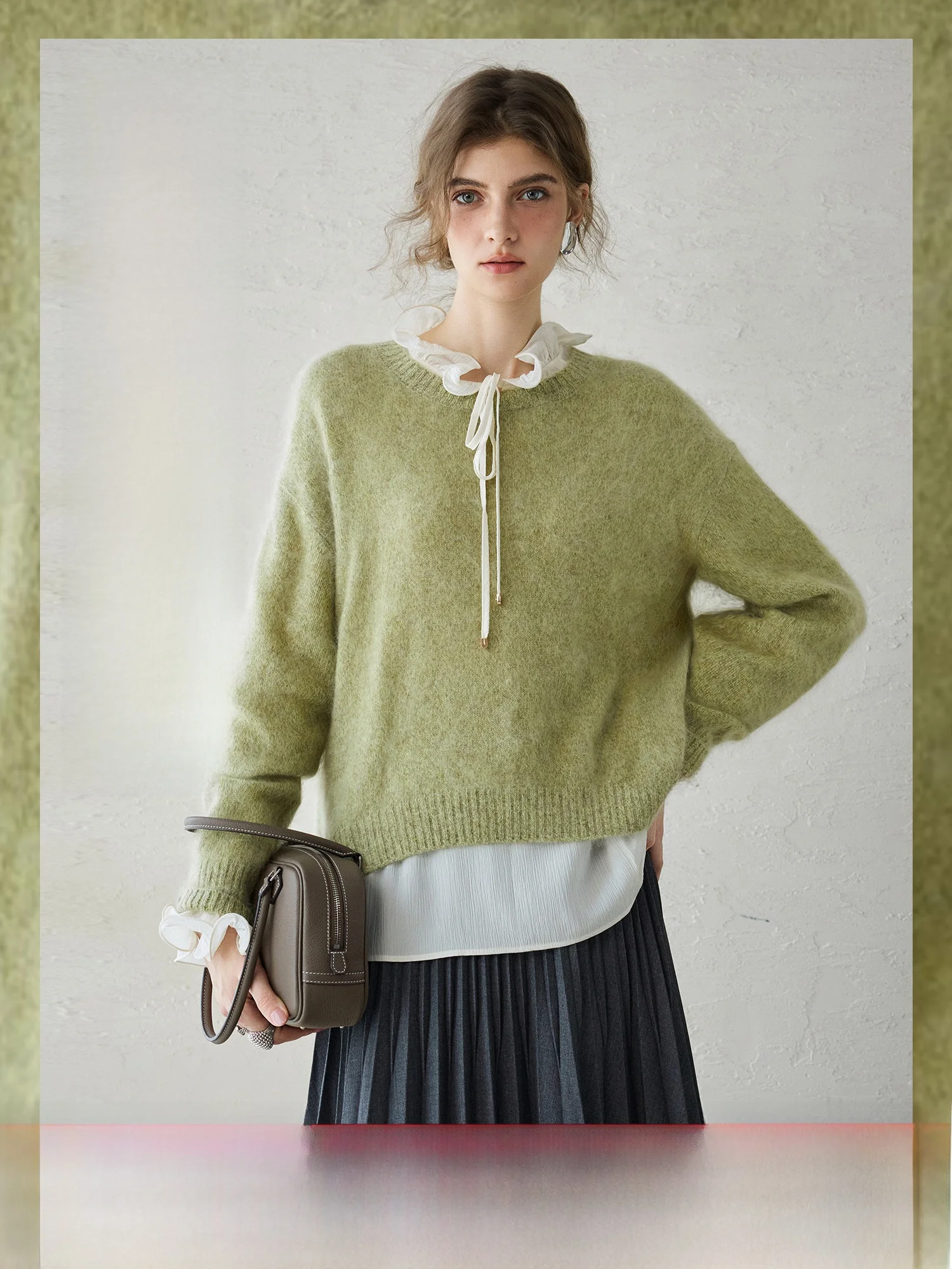 

Женский свитер свободного кроя из флиса, классический трикотаж с круглым вырезом, удобный, из мягкой ткани, с длинными рукавами, осенняя кофта