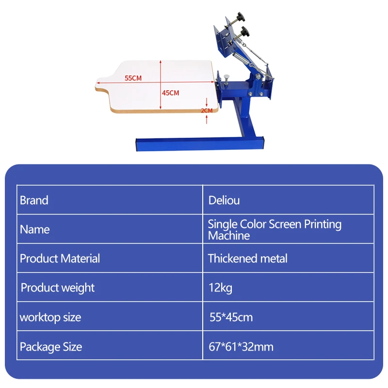 1 kolor 1 stacja Maszyna do sitodruku na koszulkach do drukarki koszulek DIY