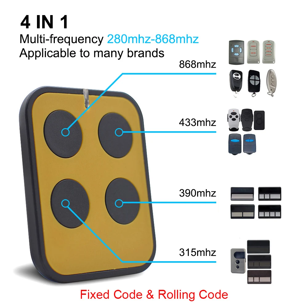 Multi-frequency Universal Garage Control Door Remote Controller 280-868mhz Gate Control 433mhz 315 390 Rfid Copier Duplicator