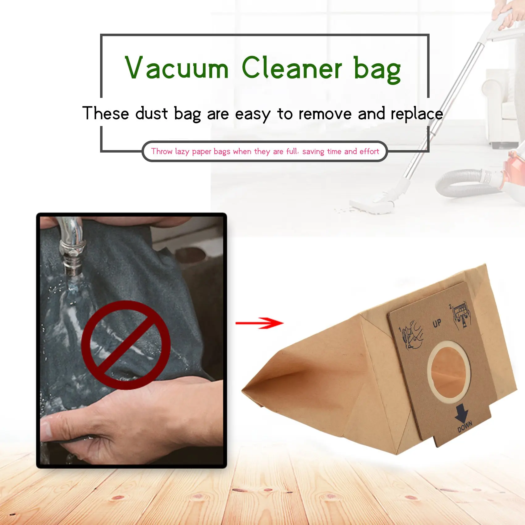 Sacchetti per la polvere in carta Kraft per aspirapolvere da 10 pezzi sacchetto per la polvere a doppio filtro adatto per Z1480 ZW1200-211 ZC1120B ZC1120R ZC1120Y ZMO1510