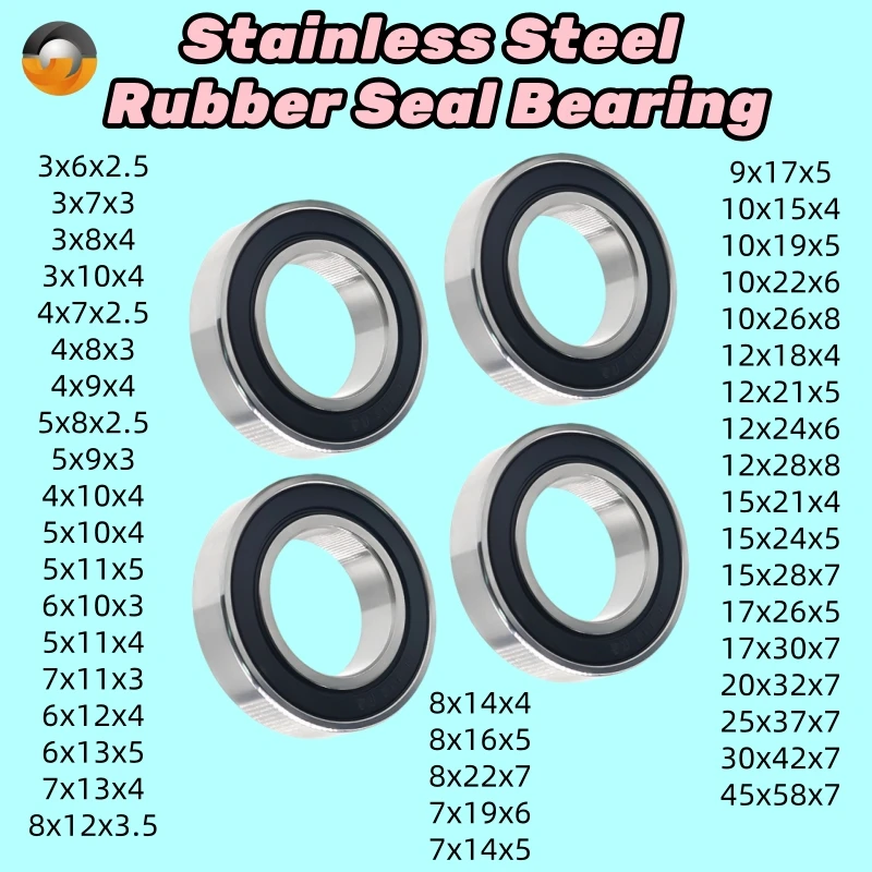 8x14x4 Bearing SMR148-2RS 440C Stainless Steel Rubber Seal Ball Bearing 2pcs 5x11x5 8x16x5 10x19x5 12x28x8mm Corrosion Resistant