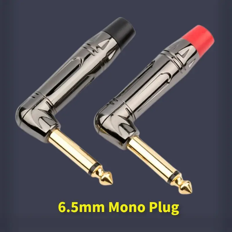 6.35mm wtyczka Mono 1/4 "Jack 90 stopni Audio 6.5mm złącze 6.3mm męskie do miksera mikrofon kabel gitarowy złącza głośnikowe