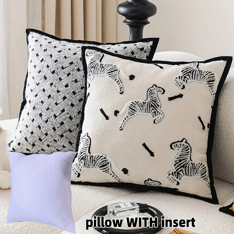 

Quality Embroidered Jacquard Throw Pillow with Filler Zip Closure Hand Washable Perfect for Living Room Bedroom Sofa Decoration