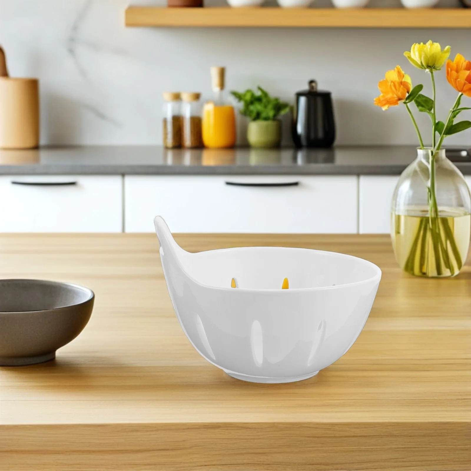 

Ceramic Fruit Basket 6 Draining Colander Hole Decorative Porcelain Bowl Fruit Vegetable Basket Kitchen Countertop Storage