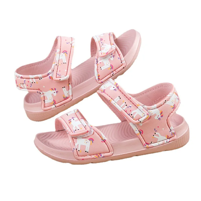 Children Sandals for Girls Summer EVA Soft Sole Boys Beach Shoe Anti Slip Outdoor Comfortable Kids Shoe Cute Cartoon Flat Sandal