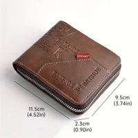Men's Wallet Made of PU Wax Oil Skin Purse for Men Coin Purse Short Male Card Holder Wallets Zipper Around Money Coin Purse 2