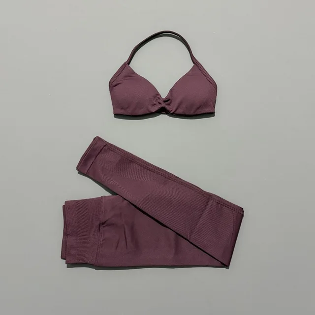 Conjunto de Yoga Sem Costura HISTELLO para Mulheres, Sutiã Resistente Sem Costas, Leggings para Pilates, Fitness, Corrida e Academia