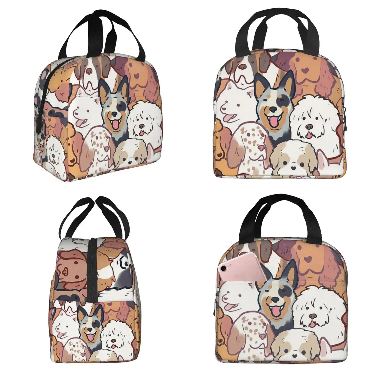 Cute Various Small Dog Animals Insulated Lunch Bag for Kids School Cooler Thermal Food Box Tote Portable Lunch Boxes Container