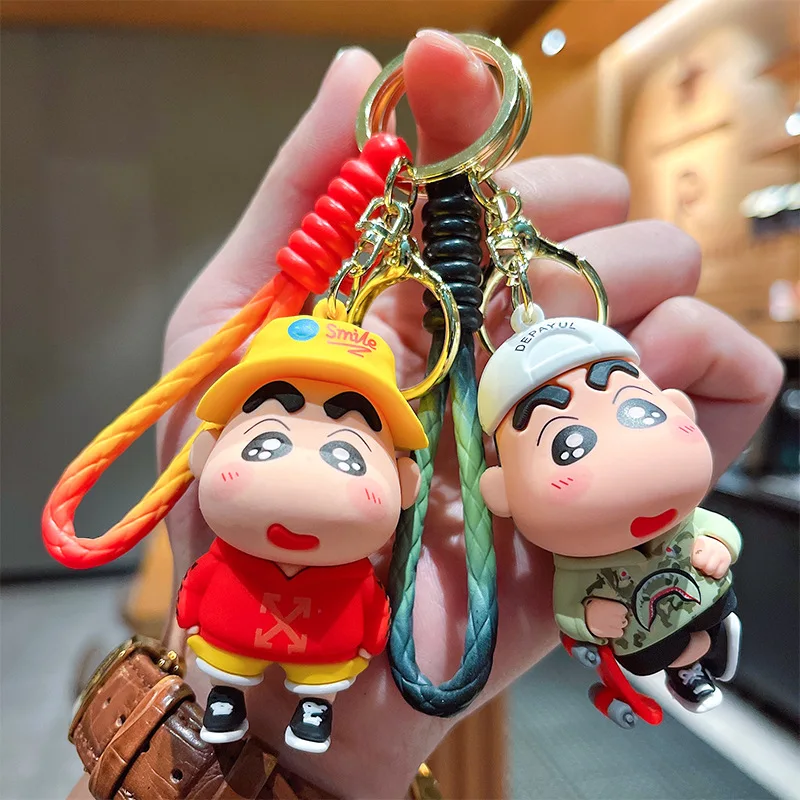 Cartoon Crayon Shin-chan Keychain Toys Cute Bag Pendant Backpack Ornaments Car Key Ring Accessories Kids Charm Christmas Gifts