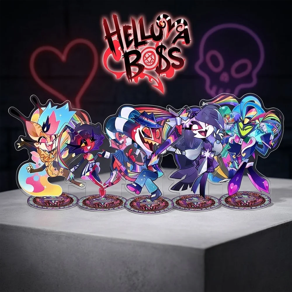 Helluva Boss 10CM Double Sided Acrylic Stand Keychain 2026 New Anime Stand Blitzo Moxxie Octavia Loona Desk Decor