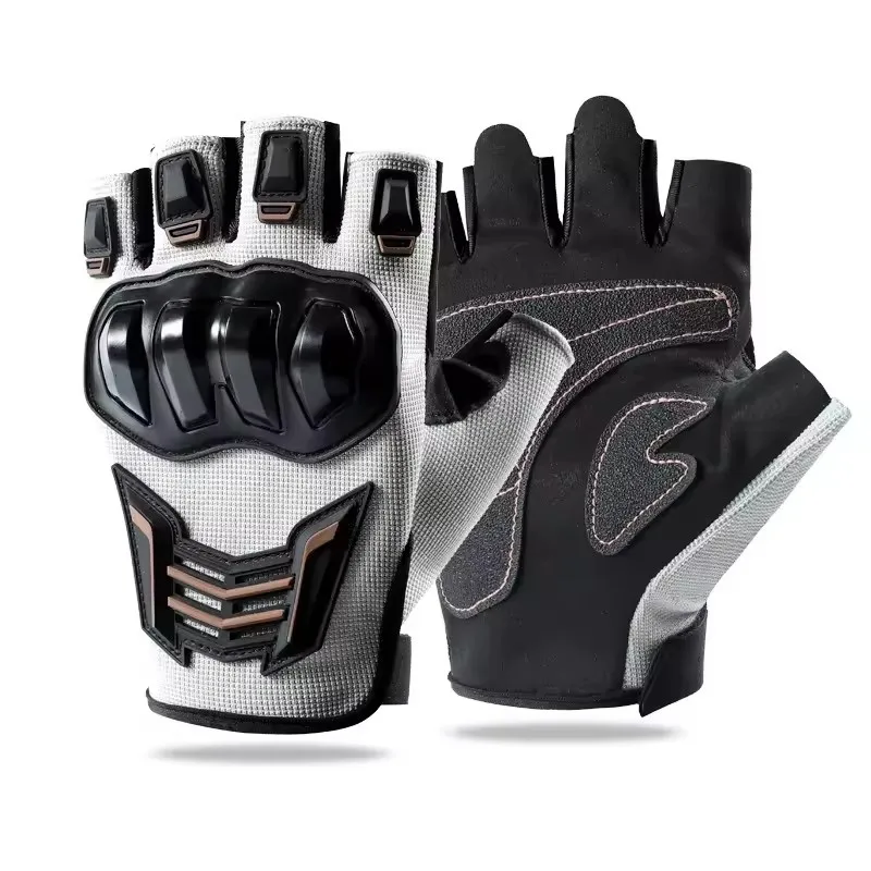 Half Finger Motorcycle Gloves, Breathable Anti-Slip Wear Resistant Anti-Fall Racing Gloves for Outdoor Cycling & Electric Bike