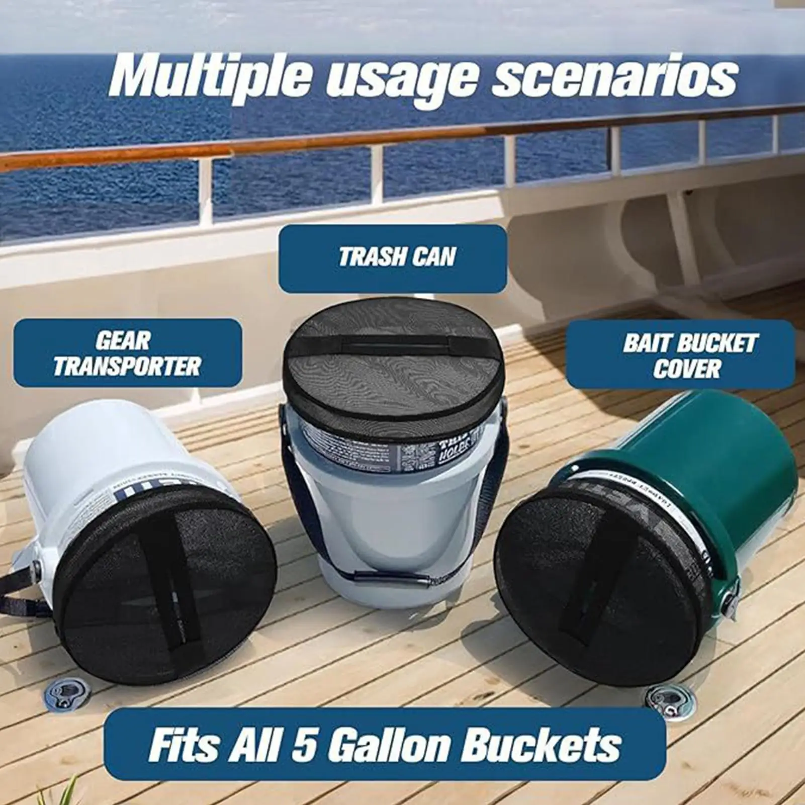

Mesh Lid For 5 Gallon Bucket Boat Trash Can Cover Converter With Mesh Opening For Fishing Bucket Reusable Elastic Net Topper For
