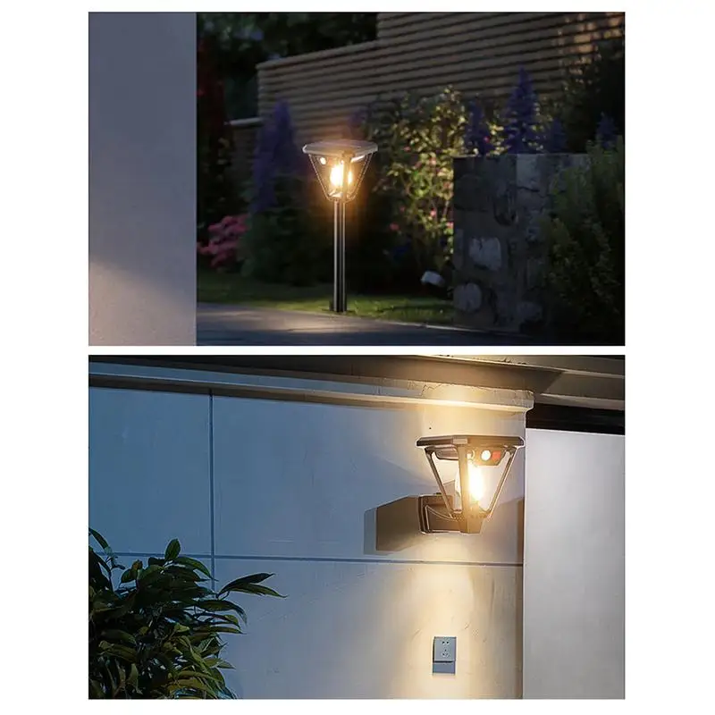 Solar Wall Lights Solar Ground Light With 3 Modes 2PCS Outdoor Multipurpose Wall Lights Intelligent LED Lights For Porch Garden