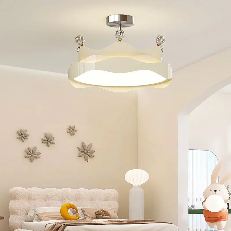 French cream style crown pendant light for girls, children's rooms, princess rooms, bedrooms, ceiling mounted lamps