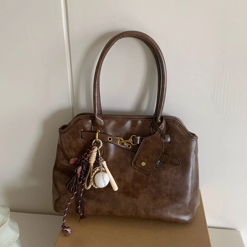 가죽 핸드백 여성 빈티지 럭셔리 브라운 숄더 백 트렌드 숙녀 디자이너 토트 백 여성용 대용량 서류 가방