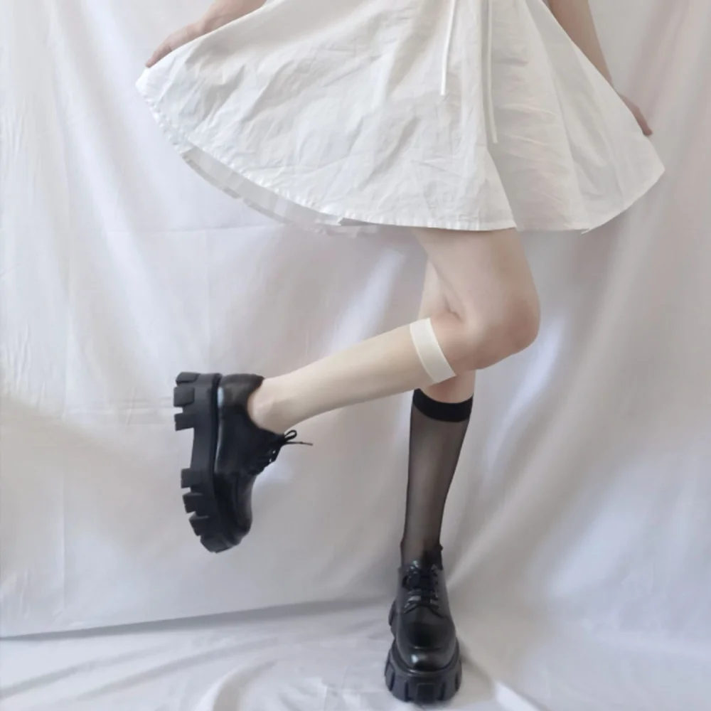 Solid Color Stocking Sexy Black White Long Stocks Over-the-calf Socks Lolita JK Cosplay Socks Women\'s Hosiery Thigh Stockings