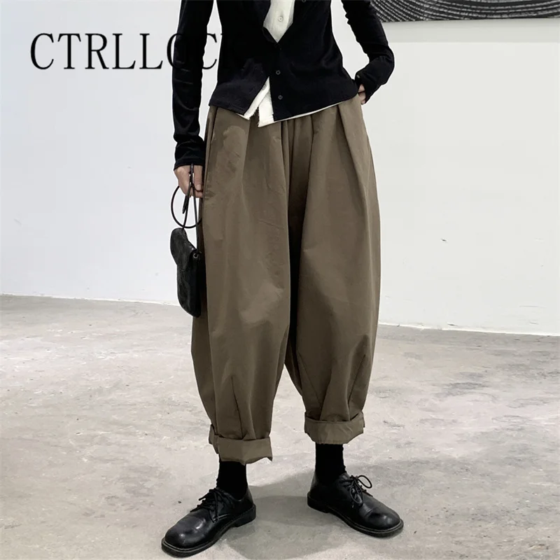 

CTRLLOCK Chic Casual Solid Color Pants Women's Loose Dad Pants Ankle-length Balloon Pants