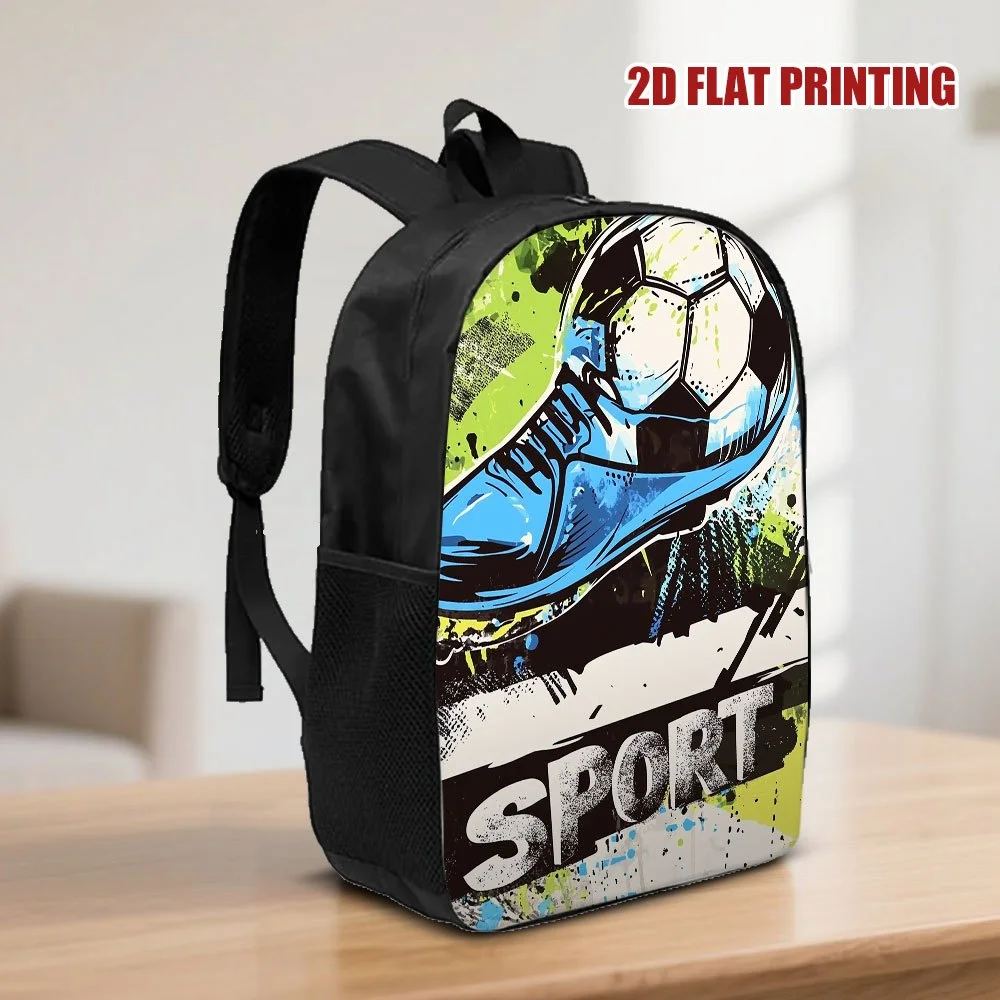 

2D flat, 1 piece football storm print lightweight student backpack, large capacity, adjustable shoulder strap, folding design