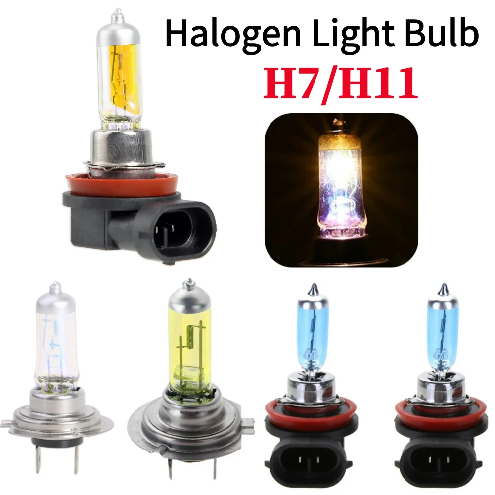 H11 Xenon Yellow Halogen Light Bulbs 12V 55W Halogen Headlight Bulb 3000K Headlight Halogen Lamp Yellow Auto Replacement Parts