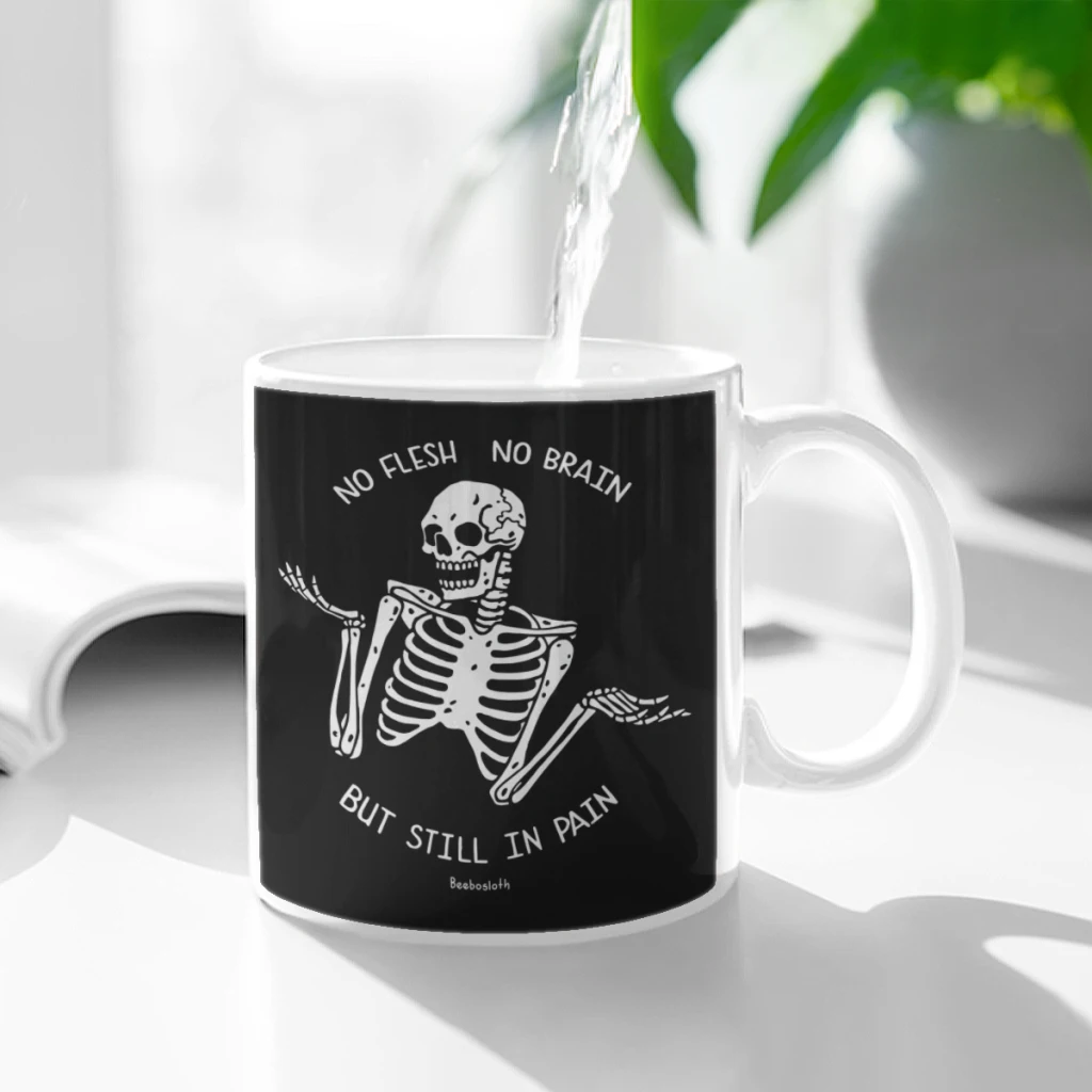 

No Flesh No Brain But Still In Pain Ceramic Cup Coffee Oatmeal Breakfast Cup Creative Personality Mug