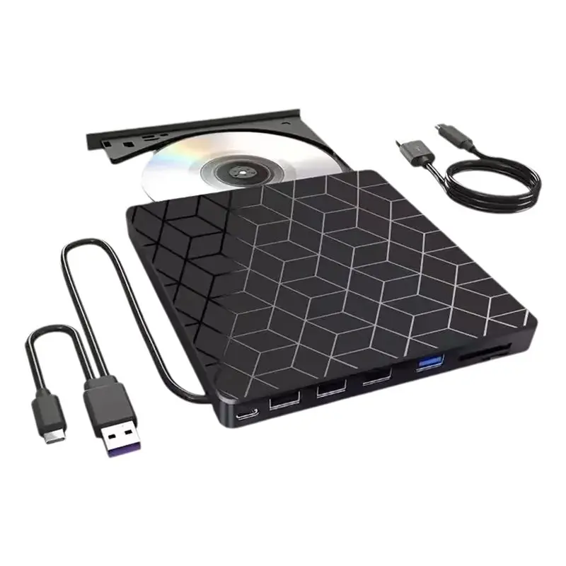 

AT41 CD-плеер 7-в-1, внешний CD/DVD-привод, USB 3.0 и Type-C, оптический привод для записи CD/DVD, устройство для записи и чтения CD/DVD для ПК