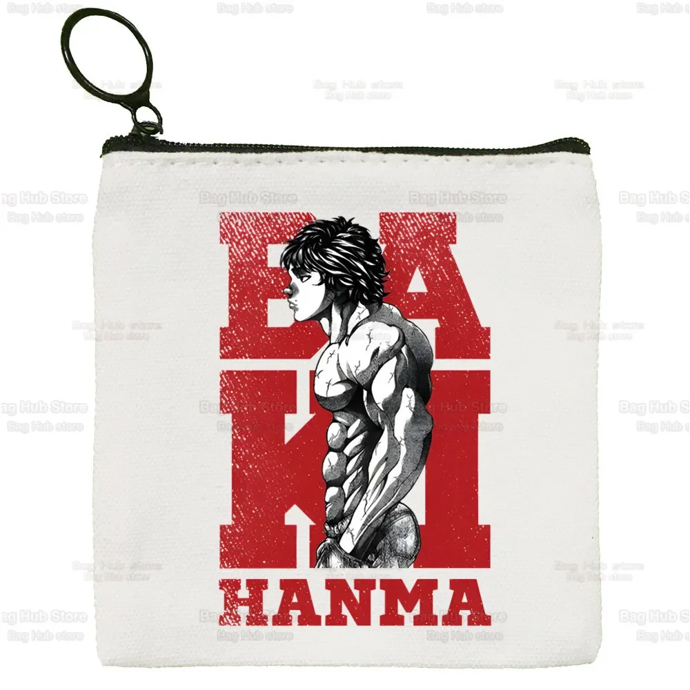 Porte-monnaie en toile solide, petit sac à clés à fermeture éclair, sac cadeau à main, document mignon, Hanma Yujirō Baki Kyokudai Taikai, le Grappler Baki