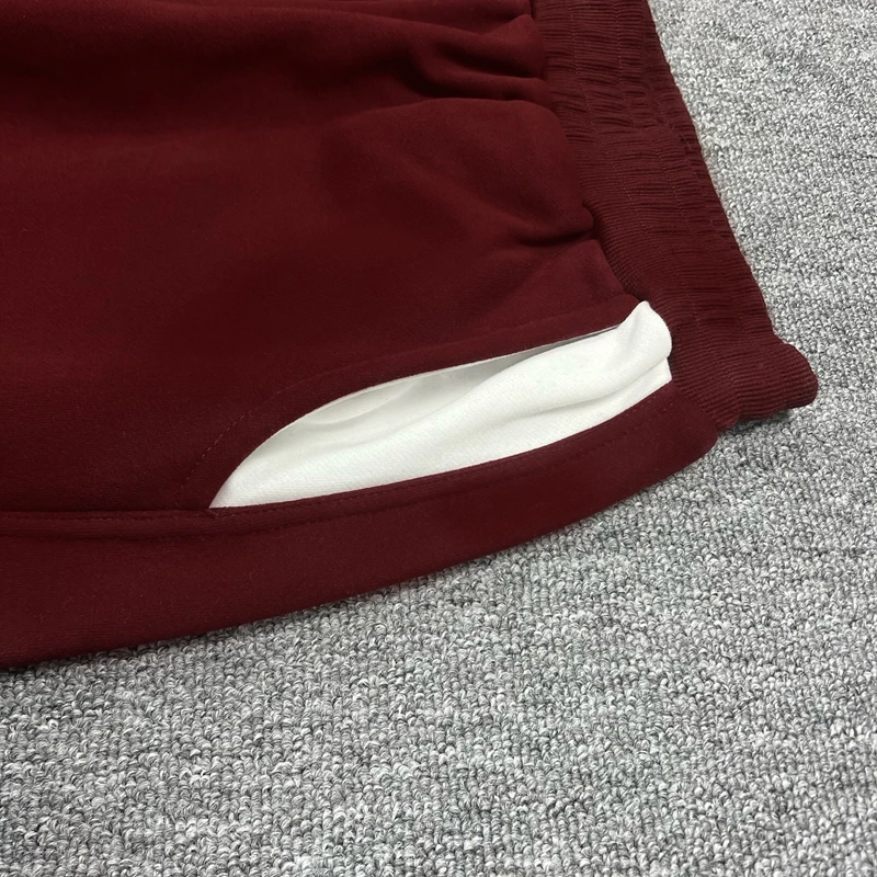 Rote Patchwork-Jogginghose für Herren mit Stickerei, elastischem Bund, gebürstetem Futter, Colorblock-Design, lässige Streetwear-Trainingshose – Detail 8