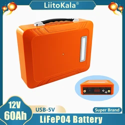 LiitoKala 12V 60AhLifepo4 Battery Pack lifepo LFP with BMS LED 5v USB for Motor Boat solar light Golf Car UPS 12.8V Battery